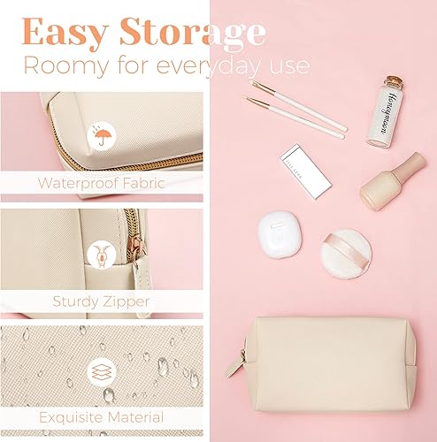 Miniatura 3 de 8 bolsas de maquillaje de piel sintética para cosméticos, impermeable, pequeña bolsa de aseo portátil, organizador de cosméticos, bolsa de