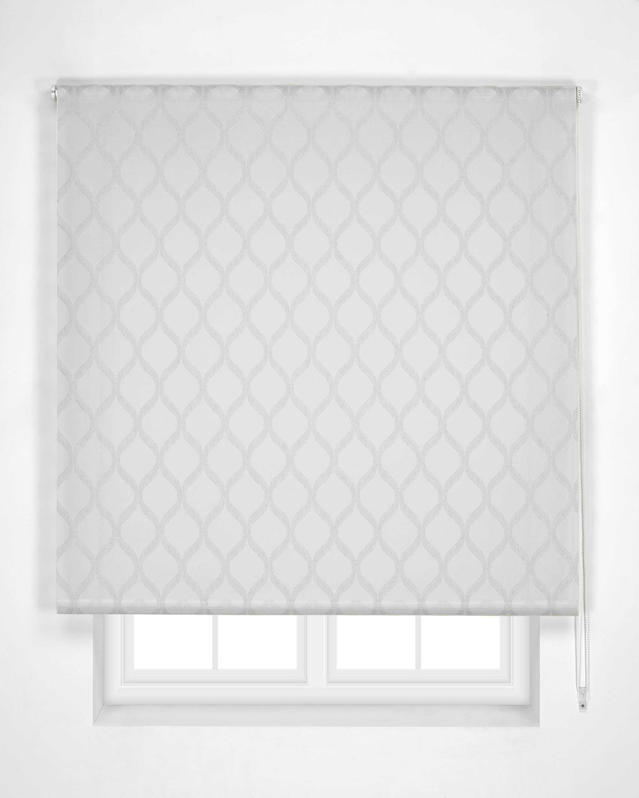 Estoralis | Davos | Store Enrouleur Moderne | Tissu Tamisant | Blanc/Gris | 120 x 255 cm. (Largeur/Hauteur) Taille du Tissu 117 x 250 cm. | Stores pour fenêtres et Portes