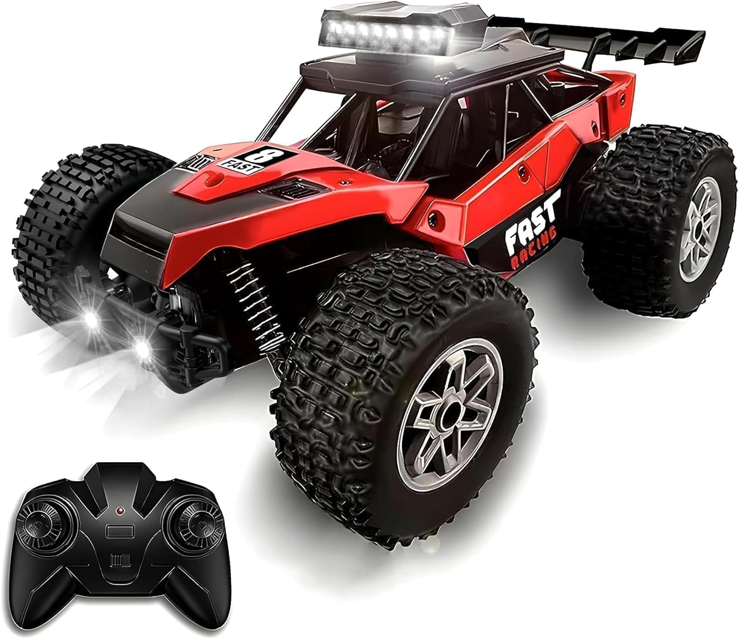 Ferngesteuertes Auto,RC Auto LED All Terrain ab 6 7 8 9 10 11 12 Jahre, 2.4GHz Mehrere Geschwindigkeiten bis 20 KM/H, 2AKKU 60min Spielzeit, Monster Truck Ferngesteuert - [2026 Modell]