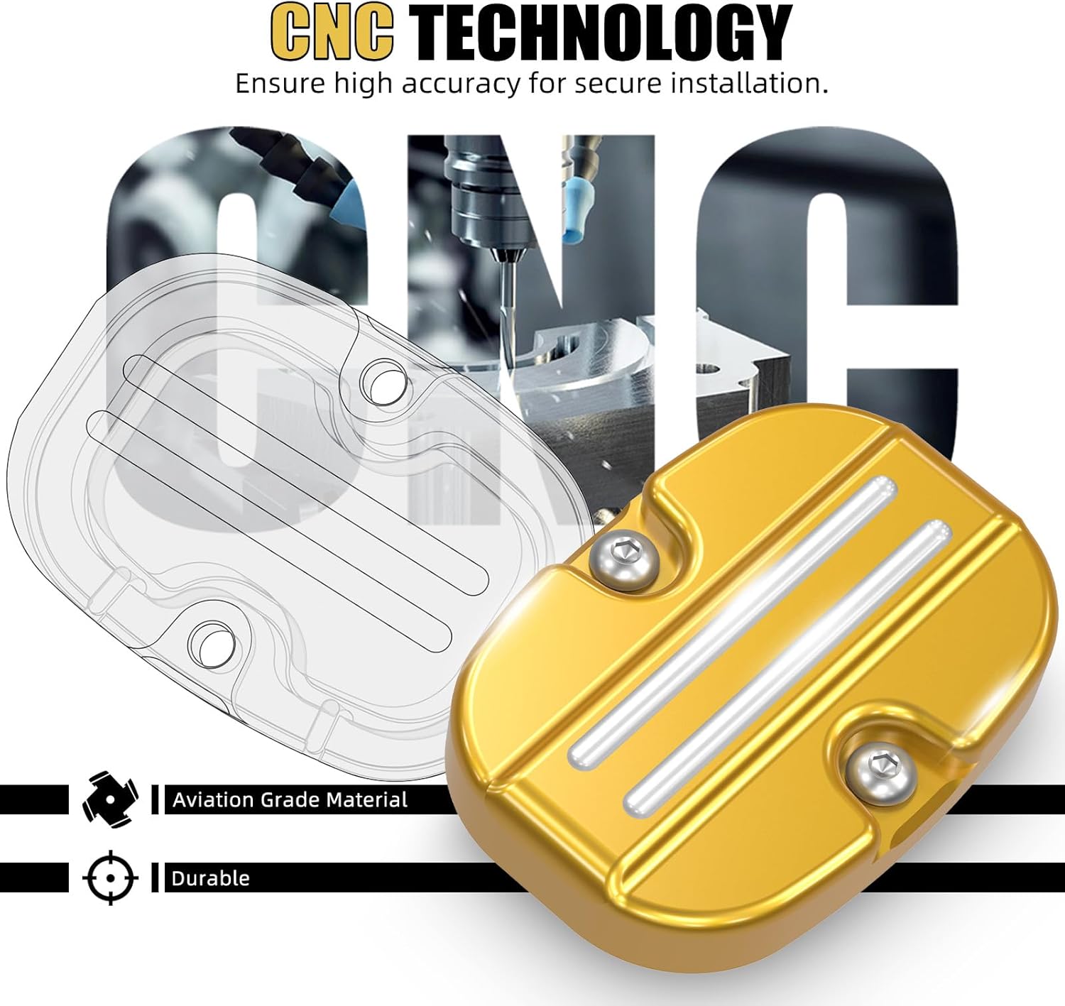 NICECNC Rear Brake Master Cylinder Cover and Spark Plug Decorative Cover Compatible with Harley Road King FLHR 2017-2022, Road King Special FLHRXS 2017-2023, CVO Limited FLHTKSE 2017-2020, See Fitment