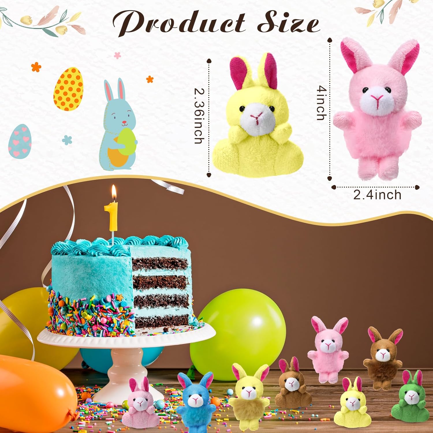 Deekin 100 Pack Mini Stuffed Animals Bulk Small Plush Animal Toys Stuffed Tiny Critter Keychain Set Carnival Prizes for Easter Kids Party Favors School Reward Gift Bags Fillers(Rabbits)