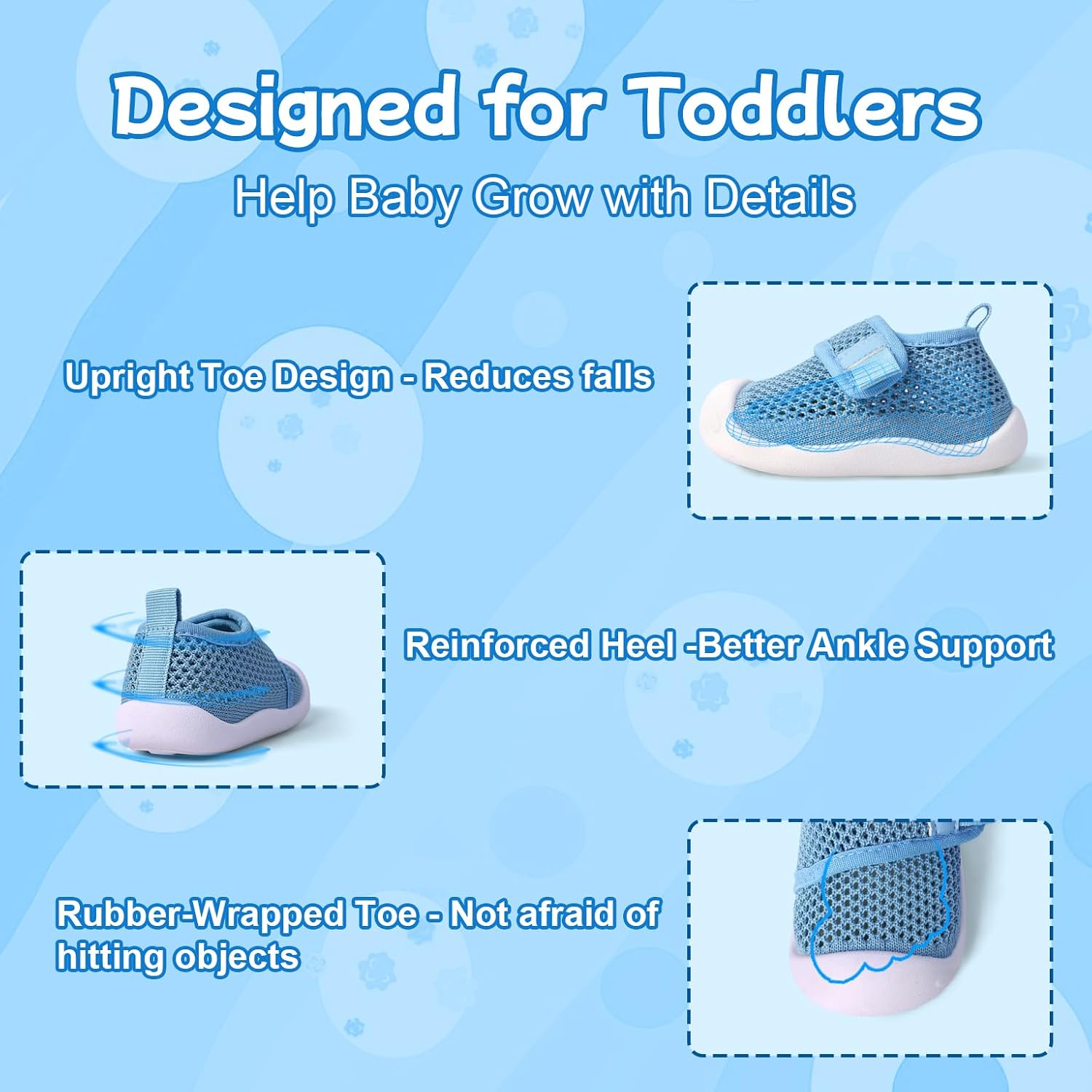 Toddler Shoes Baby Girl Boy Soft Breathable Mesh Wide Toe Box Lightweight Non-Slip Slip On First Walking Shoes