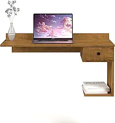 Escrivaninha Mesa De Computador Notebook Suspensa Parede Com Gaveta mdf (Freijó)