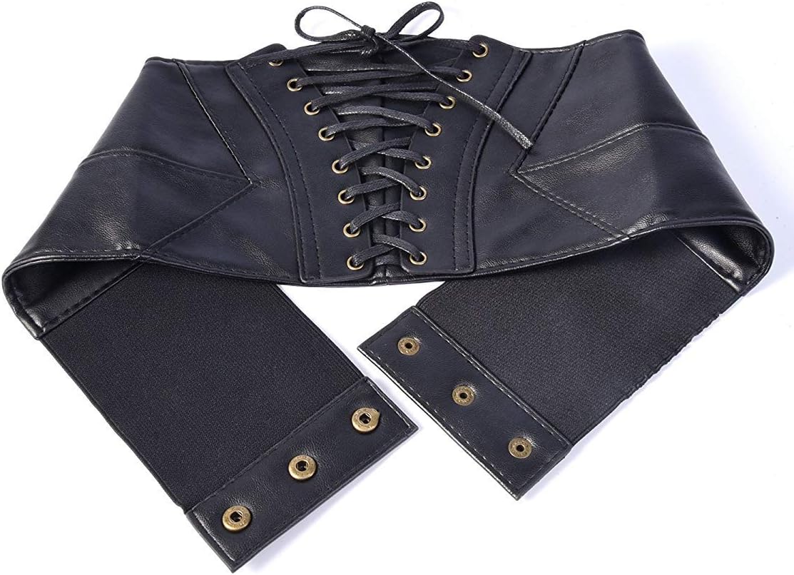 Elastic Corset Cinch Belt Wide Waist Laceup Cinch Belt Tied with Press Stud Botton - Image 3