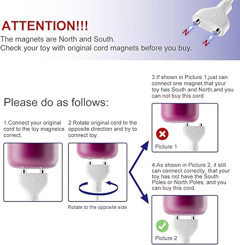 Miniatura 2 de Cable de carga magnético USB DC de 2.7 pies de repuesto para juguetes recargables, masajeadores cepillo de dientes eléctrico (0.236 in)