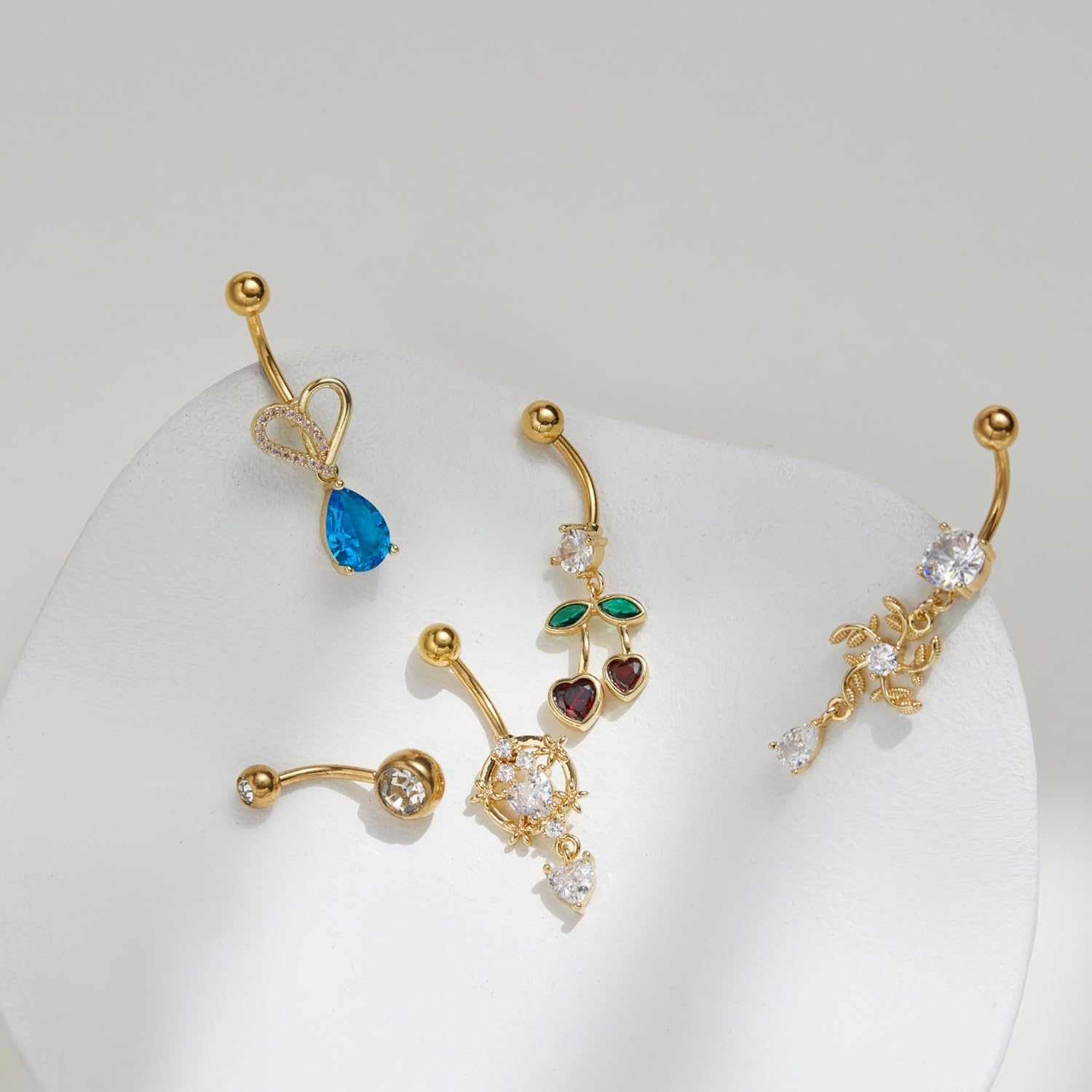 Belly Button Ring Dangle Gold Stainless Steel Belly Rings 14G Belly Button Piercing Cute Navel Ring Belly Piercing Jewelry with CZ - Image 8