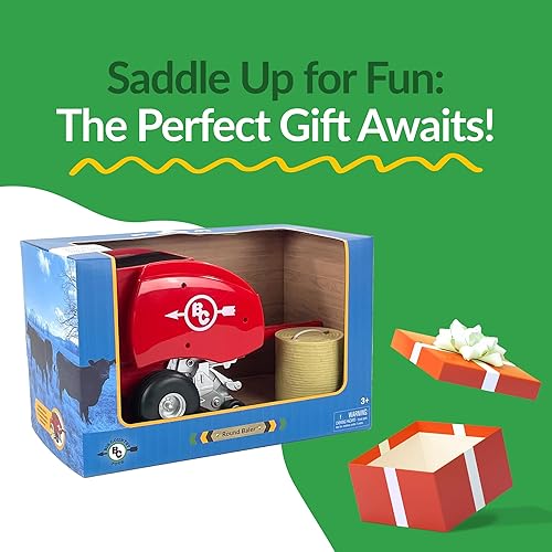 Miniatura 5 de Big Country Toys Empacadora redonda roja, empacadora de heno de juguete, escala 120, juguetes de granja, duraderos y realistas, jugables y