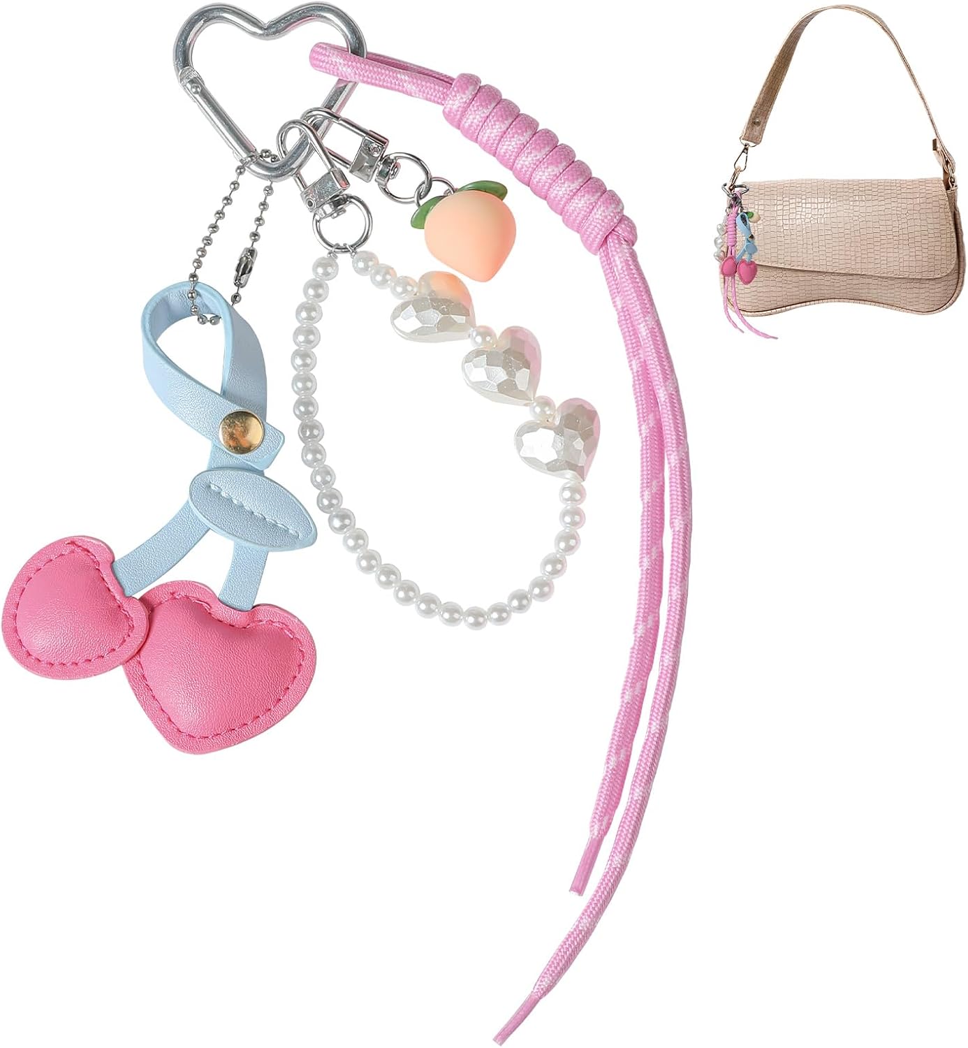 Cherry Keychain Bag Charms Leather Bag Charm for Handbags Tote Bags and Backpacks Purse Accessories