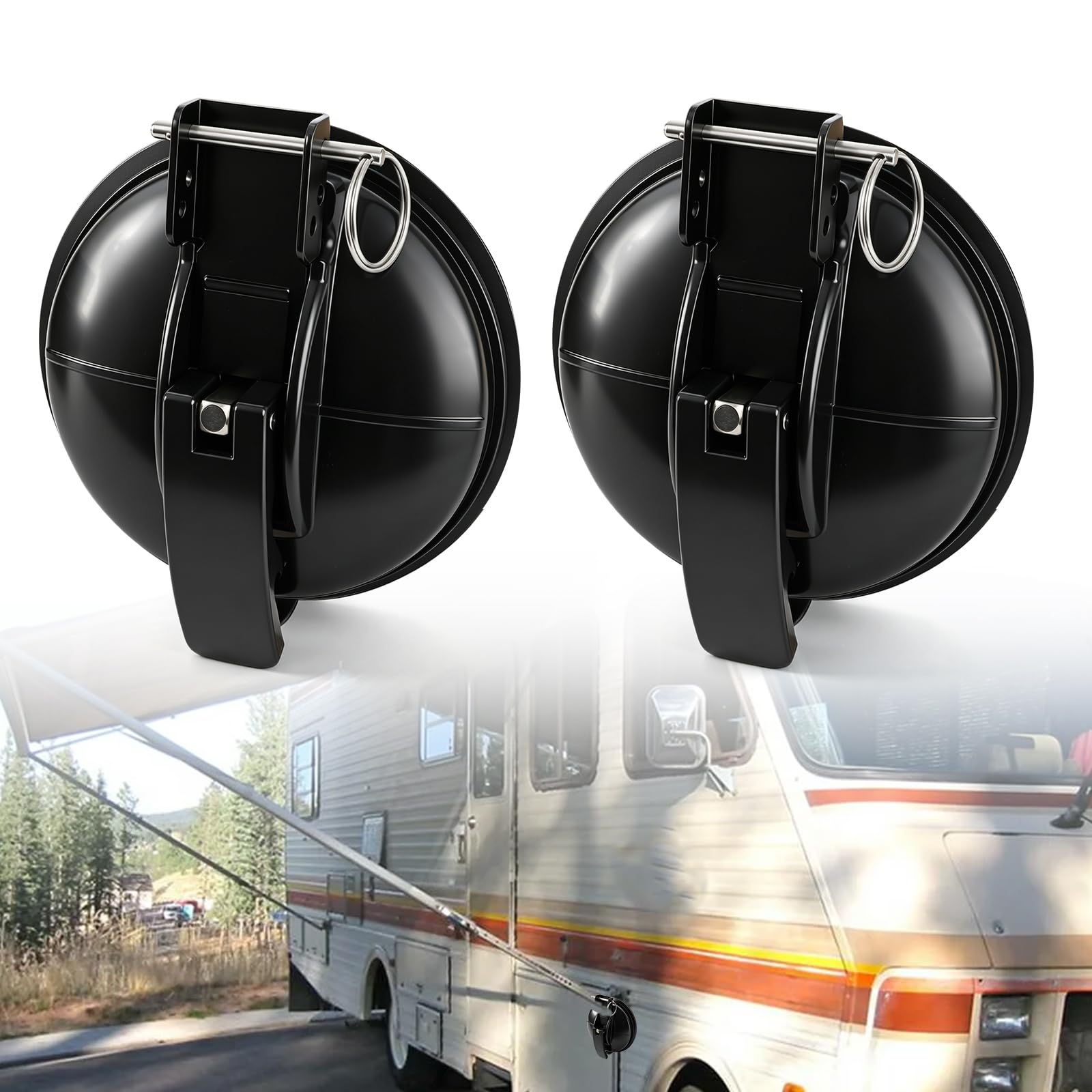 Soporte de pie para toldo, soporte de succión para toldo resistente de 11,5 cm, soporte para pata de toldo sin perforación con correa de refuerzo para autocaravana, furgoneta camper, caravana
