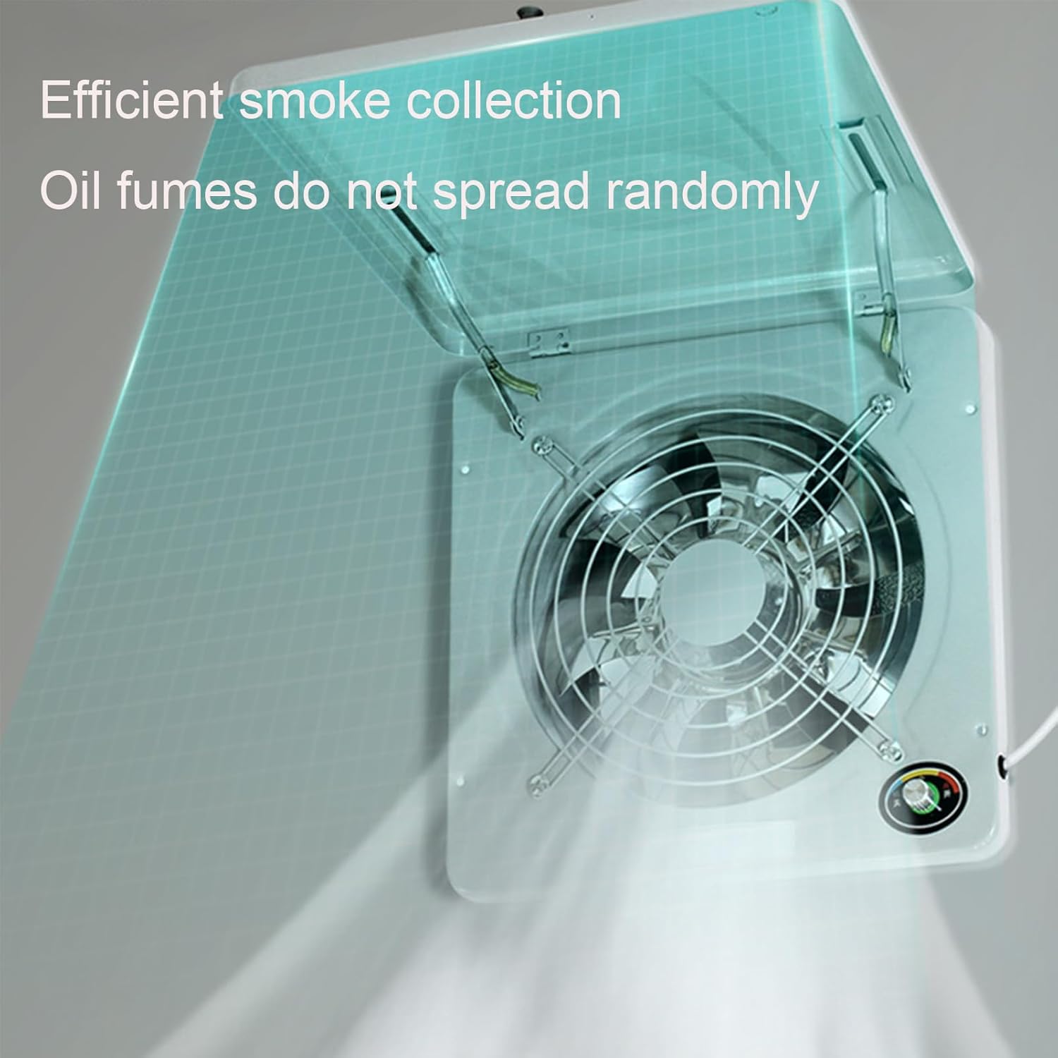 7-Blade Grey Garage Smoke Exhaust Fan, 2800R/Min Explosion-Proof Wall Mounted Attic Ventilation Fan Easy To Clean Remove Cooking Fumes/Oils