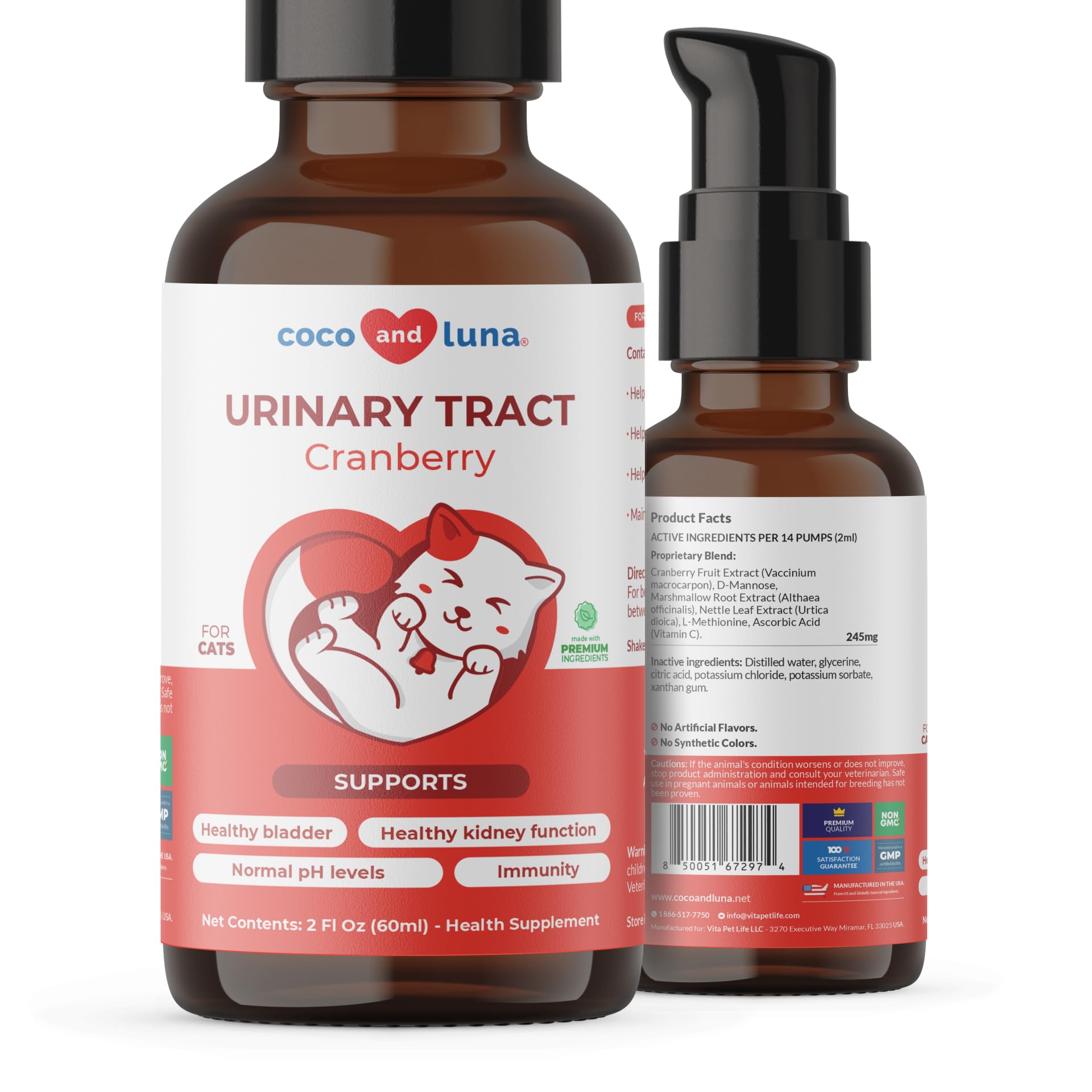 Cranberry for Cats - Urinary Tract Support, Bladder Health, Dog UTI, Bladder Stones, Incontinence Support (Liquid for Cats)
