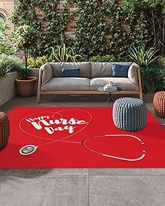 Amazon.com: Outdoor Rug 5'x8' for Patio Happy Nurse Day Traditional ...