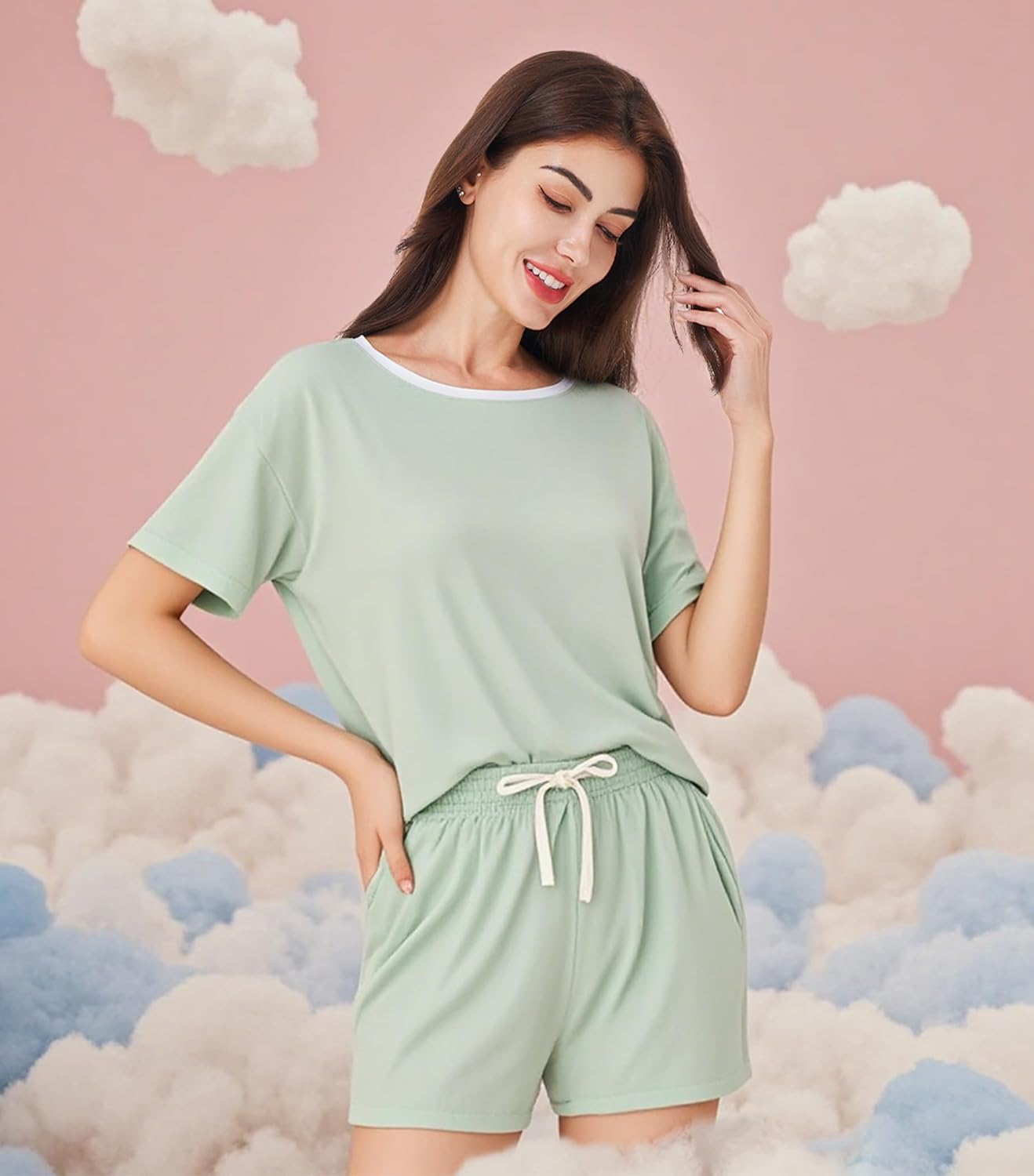 DAVID ARCHY Viscose from Bamboo Pajamas for Women Cooling Ultra Soft Short Sleeve Lightweight Comfy 2 Piece Pj Sets Sleepwear - Image 7