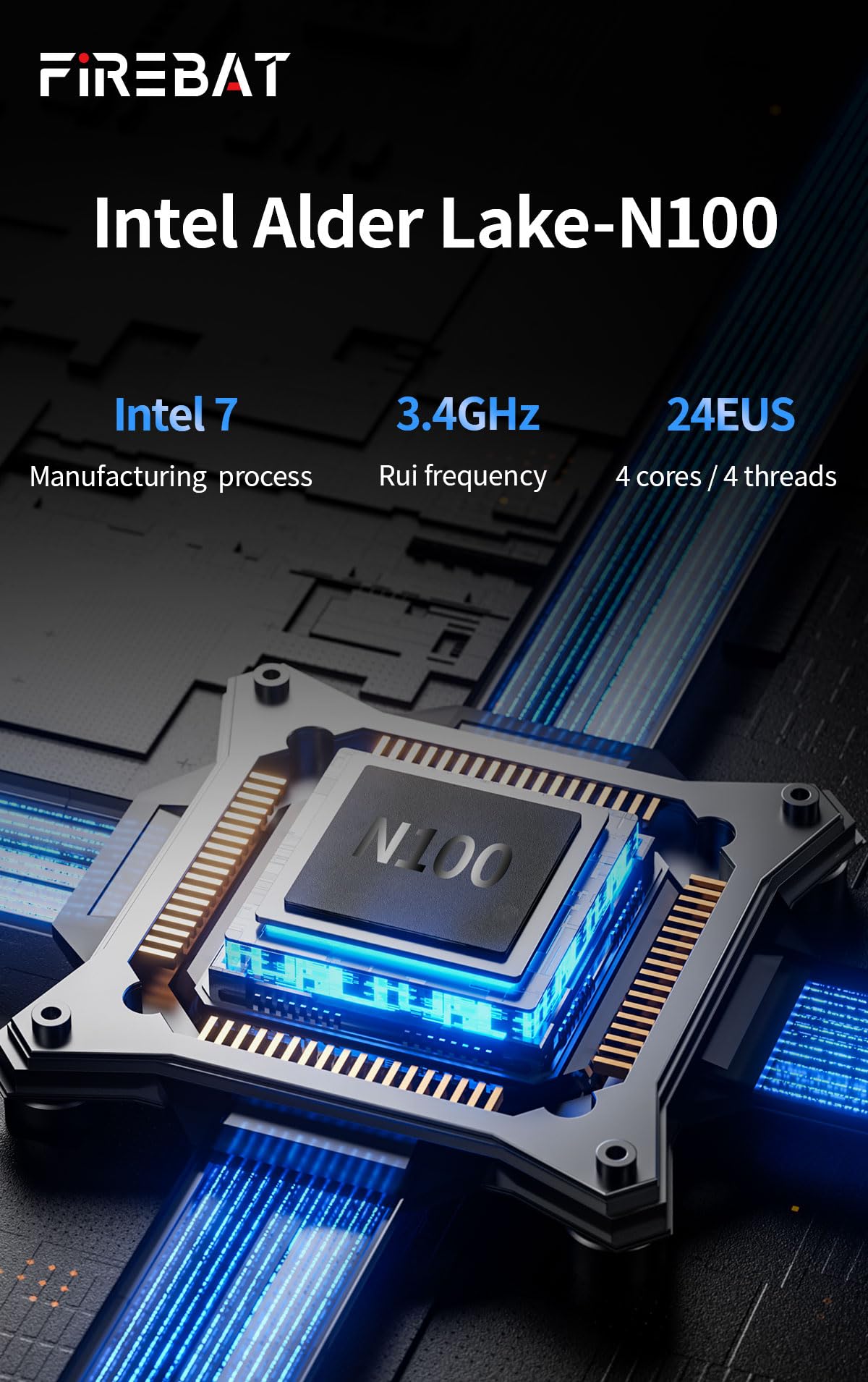 FIREBAT Mini PC, T8 Plus Intel 12th N100 Mini PC (4C/4T, up to 3.4