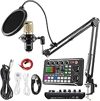 SINWE BM-800 Podcast Microphone Bundle with Sound Card, Voice Changer & Mixer for PC, Phone Streaming & Recording