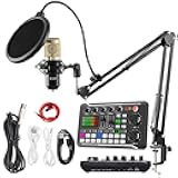 SINWE Podcast Microphone Bundle, BM-800 Condenser Mic with Live Sound Card Kit, Podcast Equipment Bundle with voice changer and Mixer functions for PC Smartphone Studio Recording & Broadcasting