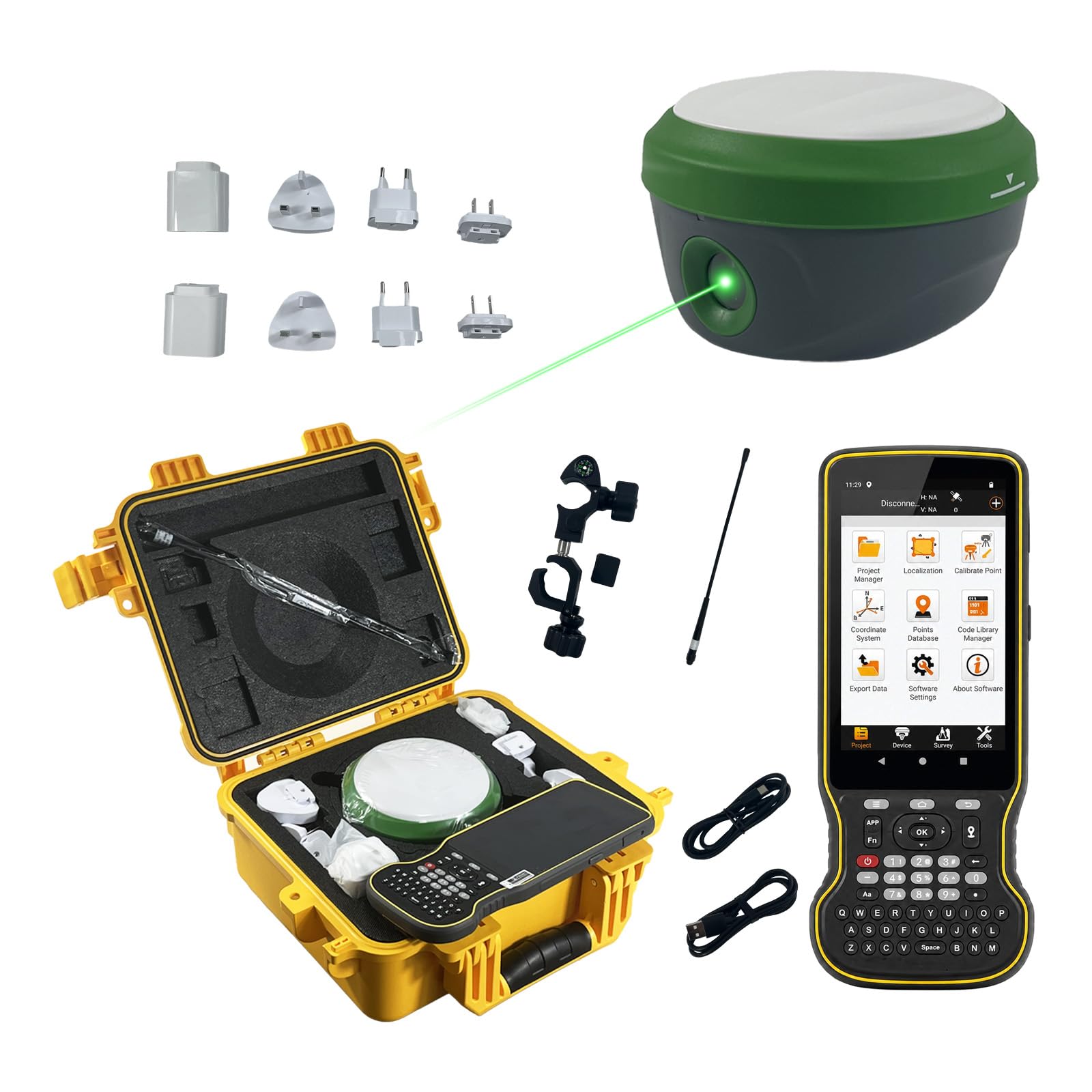 Rover GNSS RTK laser SMA28H con software permanente Collector, doppia fotocamera, tracciamento AR della scena reale, funziona come stazione base per droni/UAV, IMU a 120°, UHF 15 km, precisione 2 cm