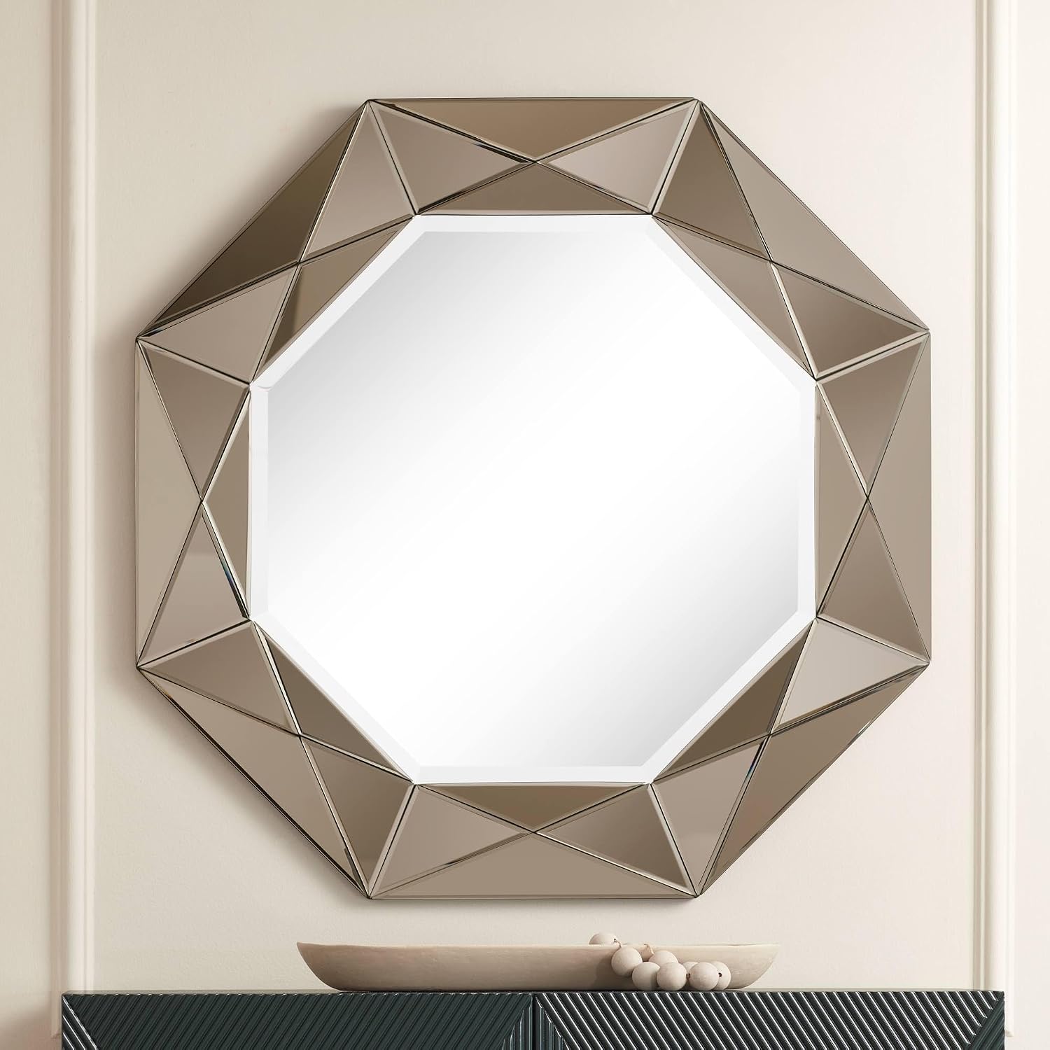 Possini Euro Design Possini Euro Aubrey 33" x 33" Champagne Beveled Wall Mirror
