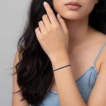 Amazon | 細いネイビーブルーのコードブレスレット メンズ レディース