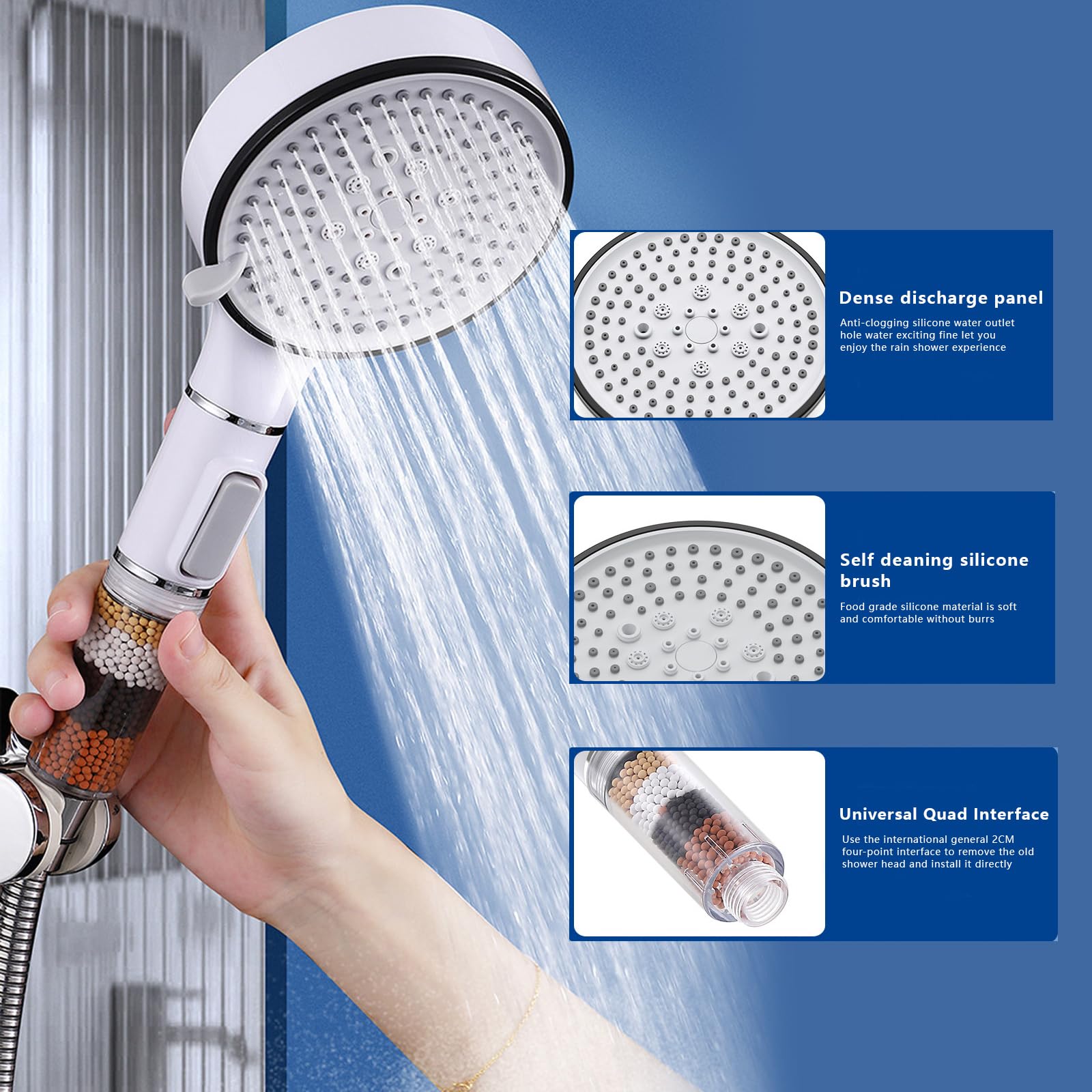 Hochdruck Duschkopf Set Mit 10 Sprühmodi - Wassersparende Handbrause Mit 2m Schlauch