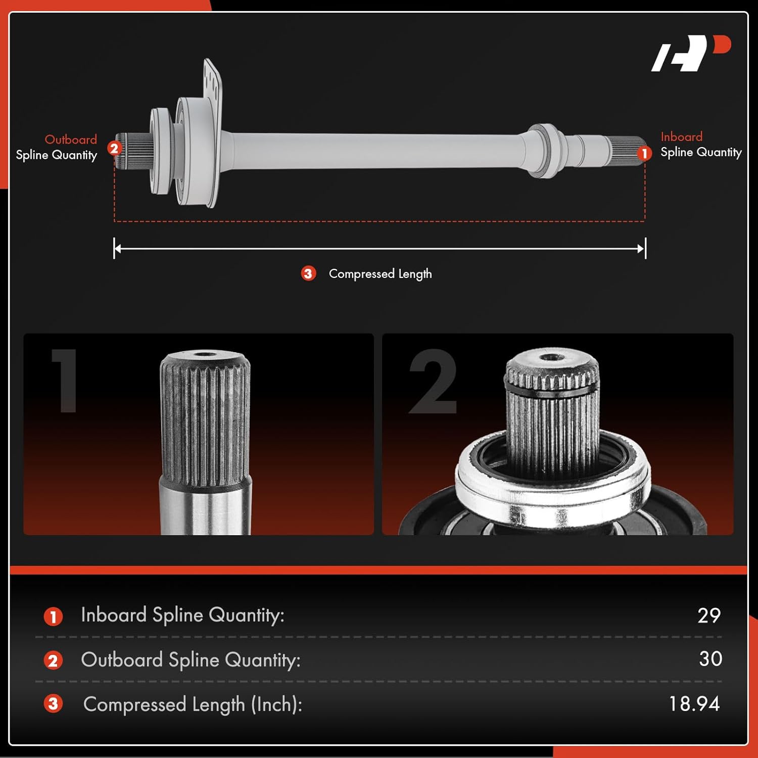 A-Premium CV Intermediate Shaft Compatible with Nissan Murano 2003 2004 2005 2006 2007 V6 3.5L, AWD Only, Front Right Passenger Side, Replace# 38230-CA000