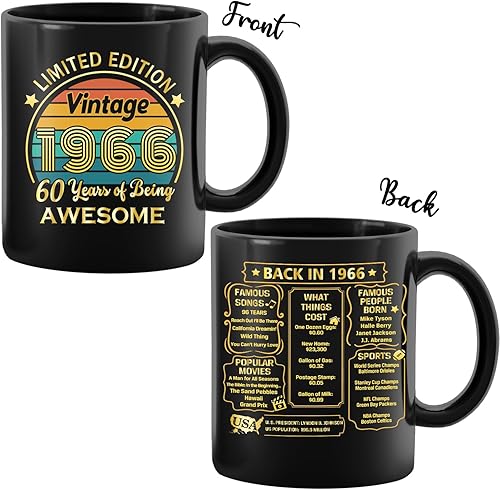 Miniatura 2 de QUPT Regalos de 60 cumpleaños para mujeres y hombres, regalos de 60 cumpleaños para él, regalos de cumpleaños de 1966 para mujeres y hombres,