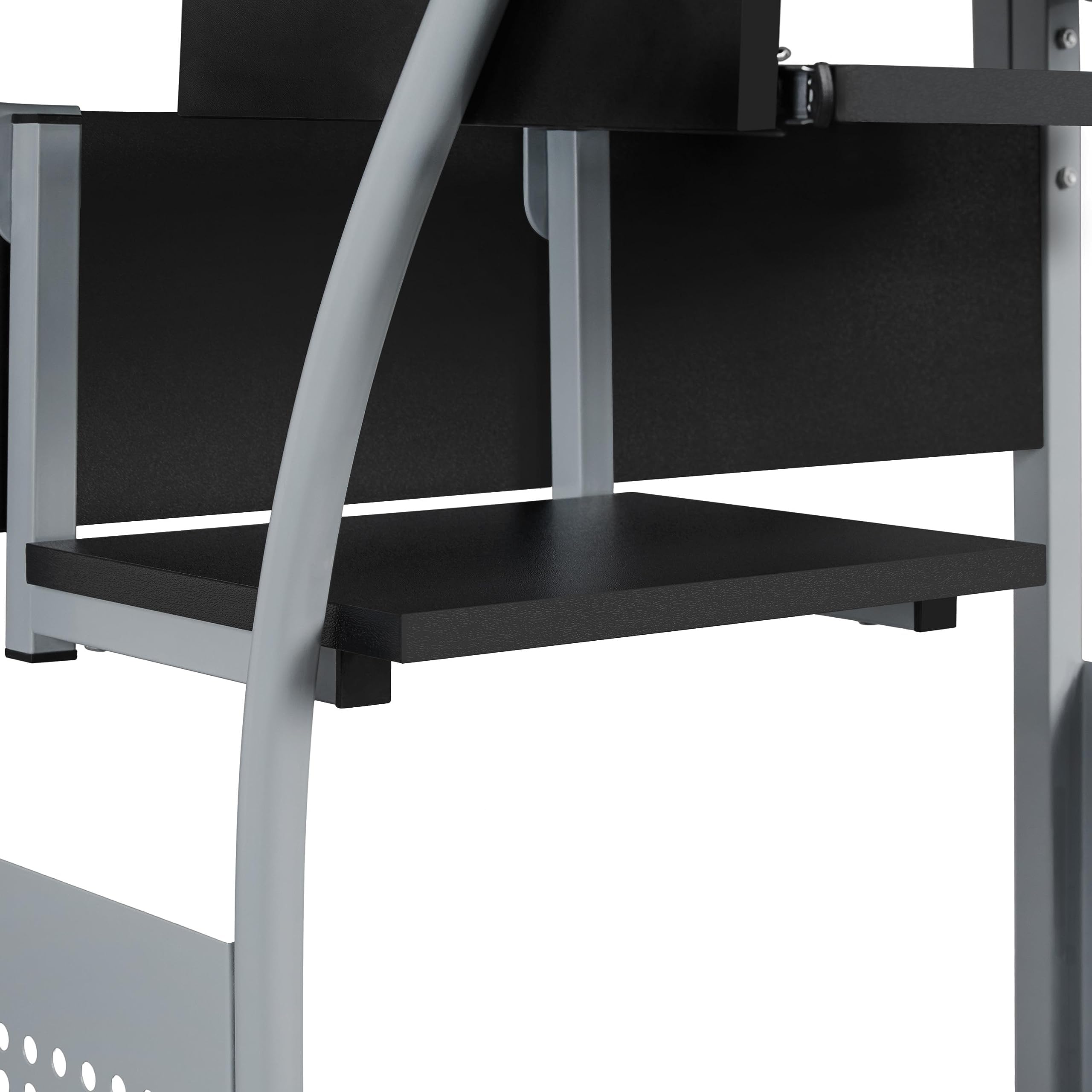 Yaheetech Mesa de Ordenador con Ruedas 80x50x132cm Mesa de Trabajo Móvil Escritorio con Estantería Bandeja para Teclado para Estudio Casa Oficina Negro