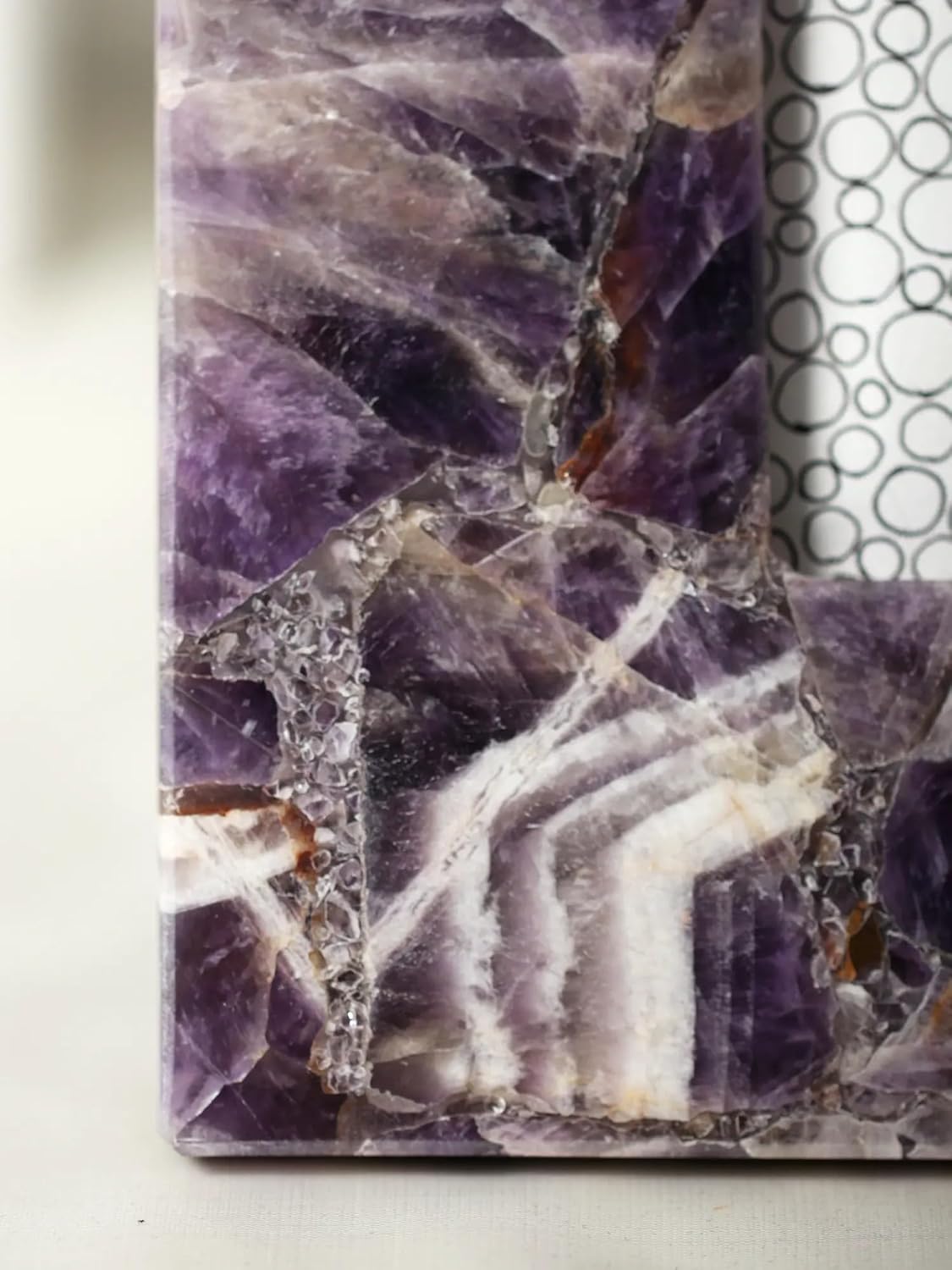 Exotic India 10" Small Amethyst Quartz Photo Frame - Gemstone