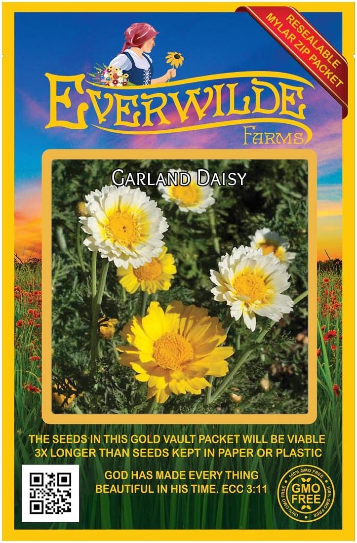 Everwilde Farms - 1 Lb Garland Daisy Wildflower Seeds - Gold Vault