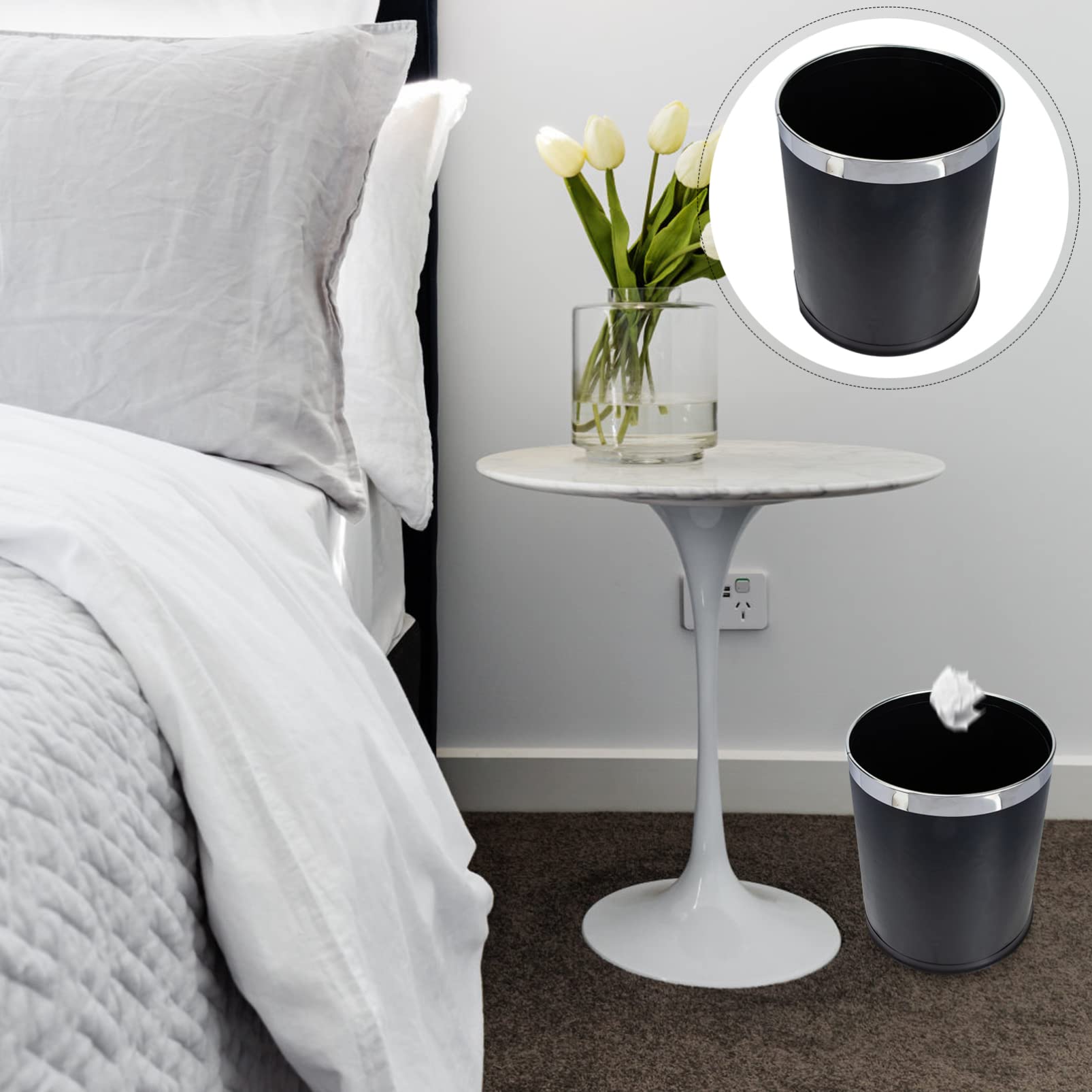 Cestino Per Il Bagno Con Coperchio Bianco e Nero Doppio Cestino Per La Carta Straccia Contenitore Multifunzionale Facile Da Pulire