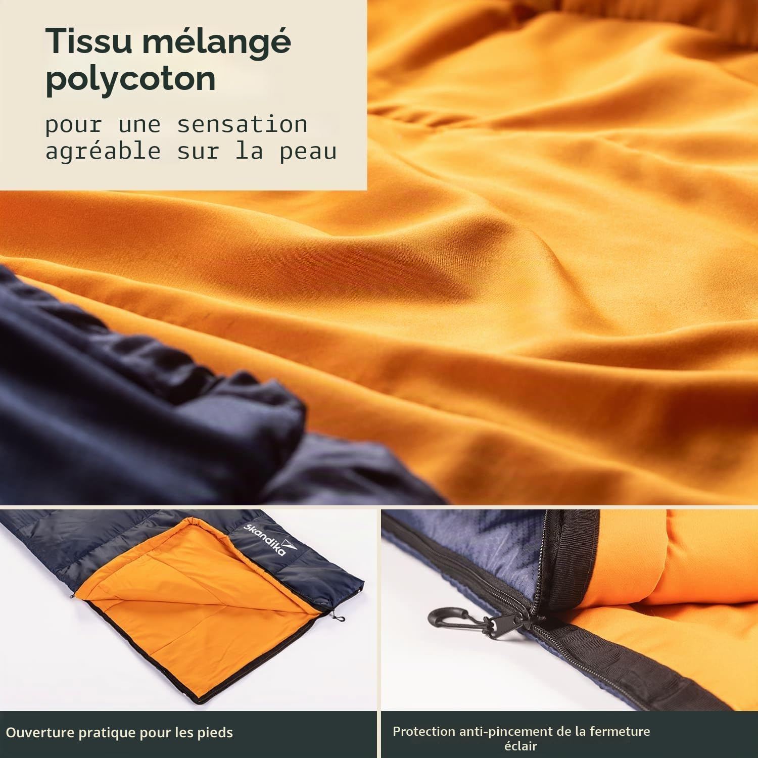 Skandika Sac de Couchage rectangulaire Iceland | Sac de Couchage Adultes, 3 Saisons, 220 x 80 cm, utilisable comme Sac de Couchage Double, Sac de Couchage Camping Chaud