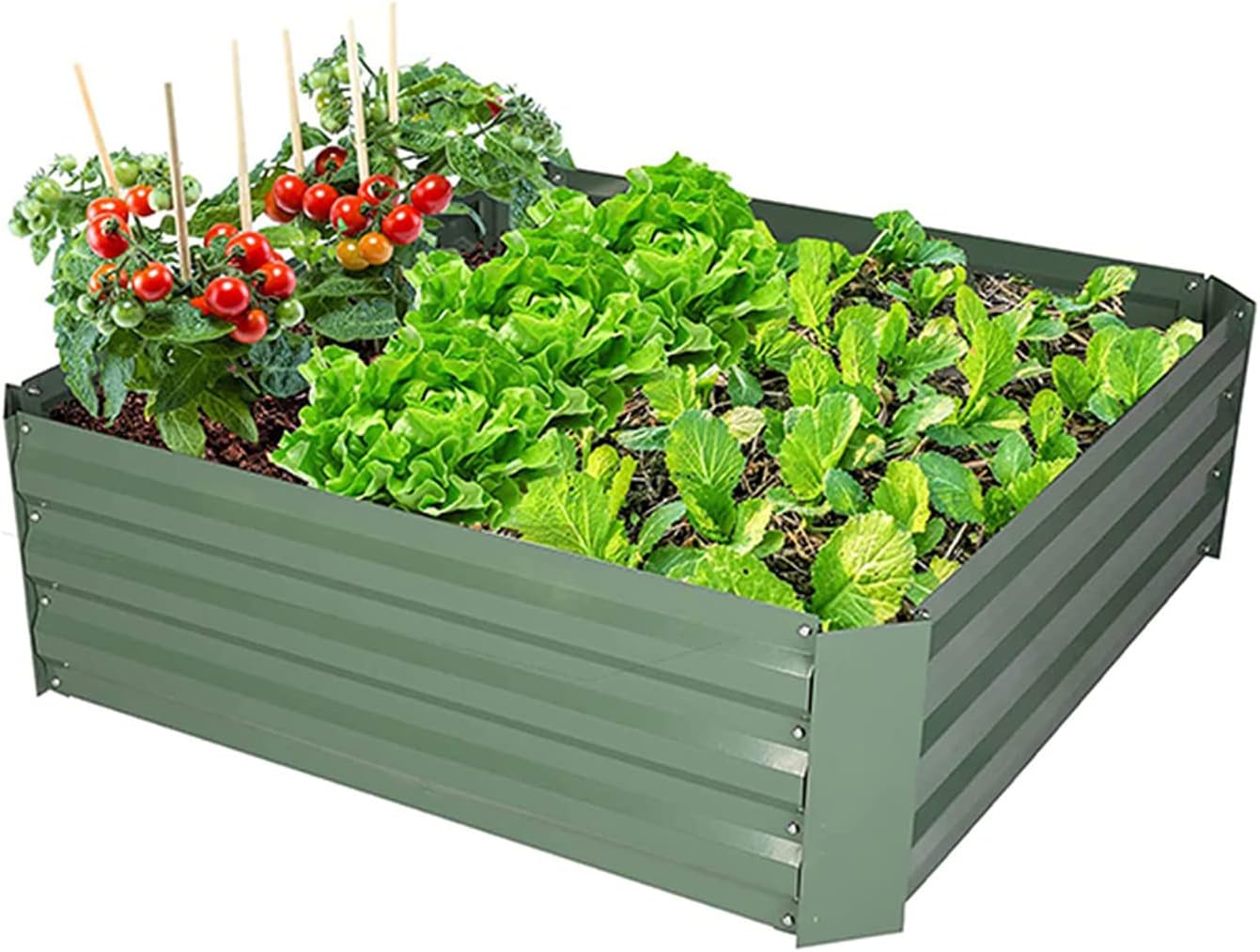 2 Pack Galvanized Raised Garden Bed, Planter Raised Garden Beds Outdoor, Metal Square Clearance Raised Planter Box for Growing Vegetable Flower Strawberry Tomato Herb Succulent (Square)