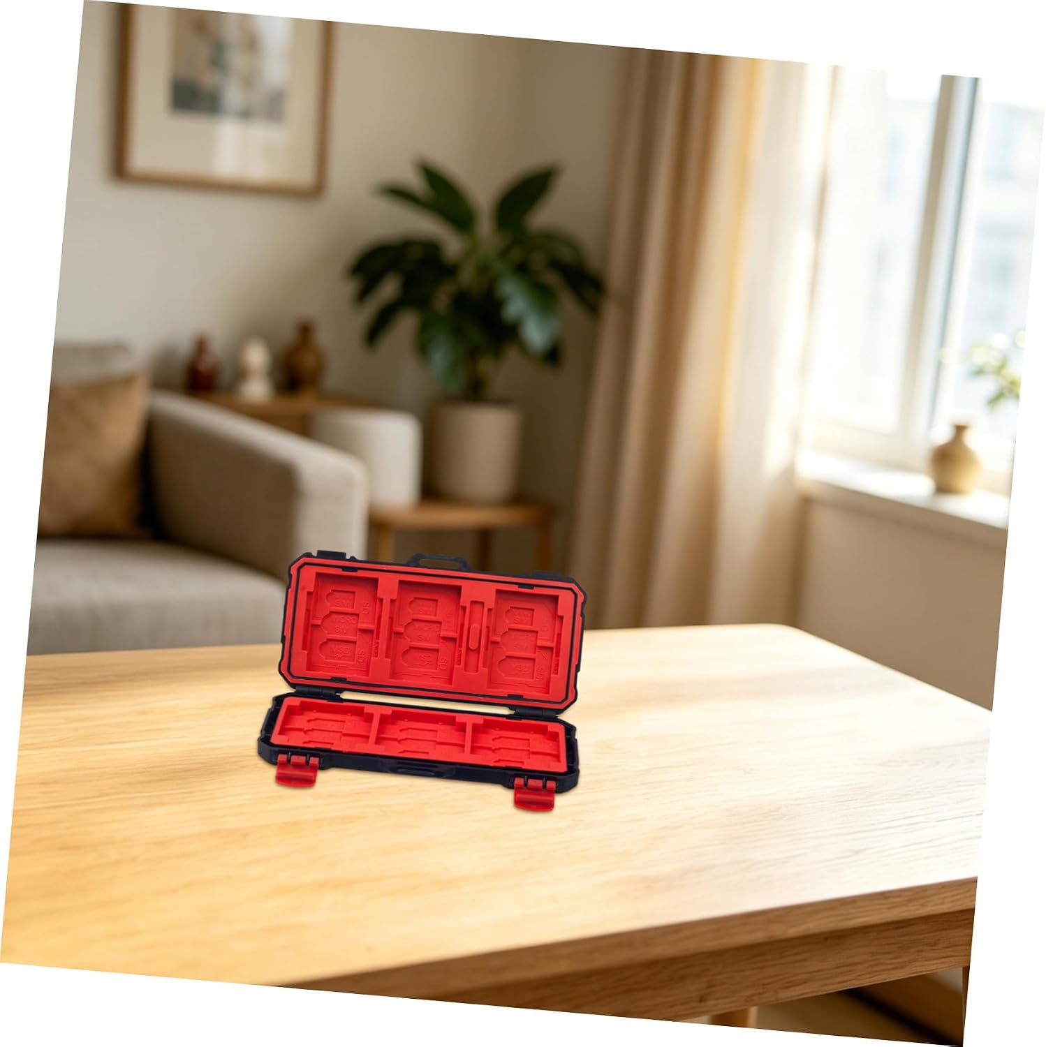 Memory Card Storage Case Holder, ABS Protective Box, Red