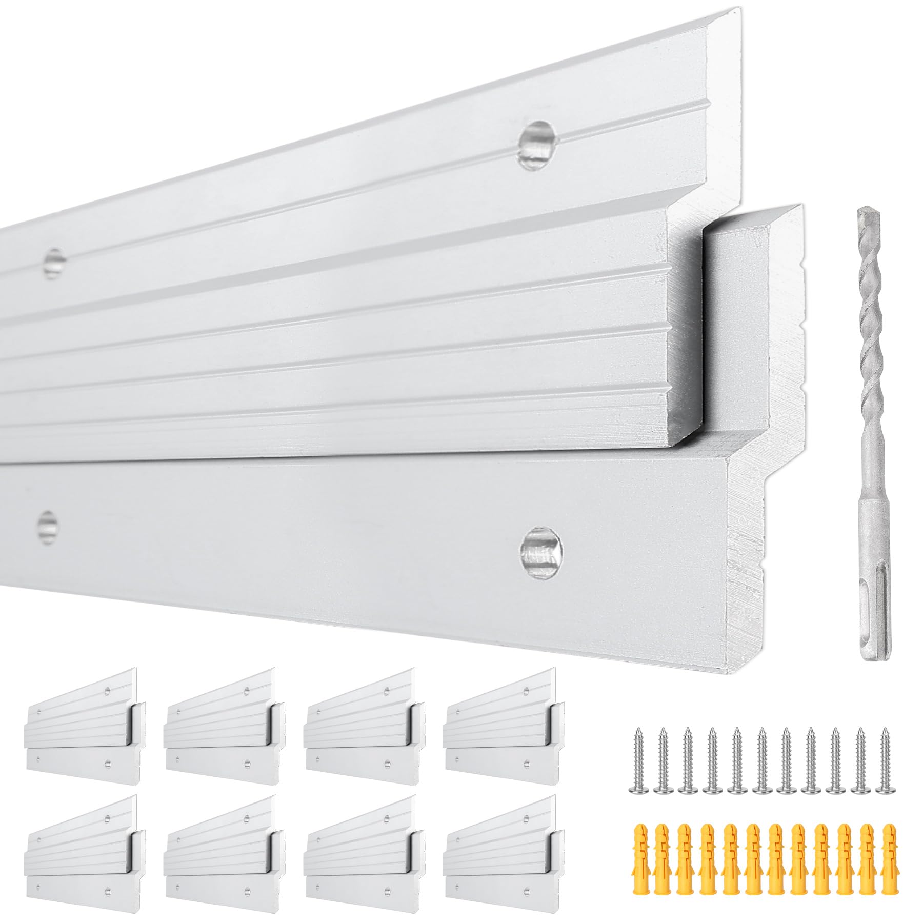Kit de fijación con perfil en Z de aluminio con 8 pares de soportes entrelazados de 104 cm