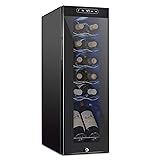 Schmecke 12 Bottle Compressor Wine Cooler Refrigerator w/Lock | Large Freestanding Wine Cellar | 41f-64f Digital Temperature Control Wine Fridge For Red, White, Champagne or Sparkling Wine - Black 12 Bottle Single Zone Black