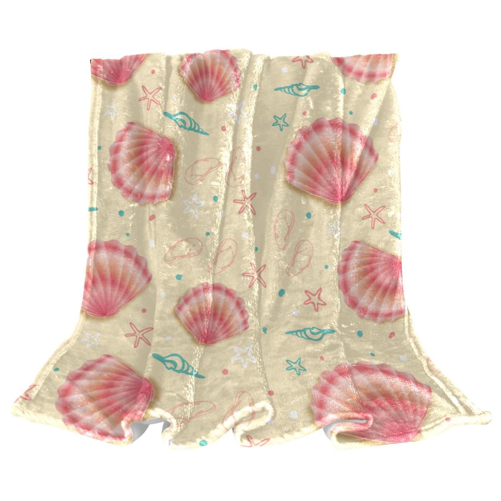 Couverture polaire coquillages plaid microfibre doux résistant aux lavages
