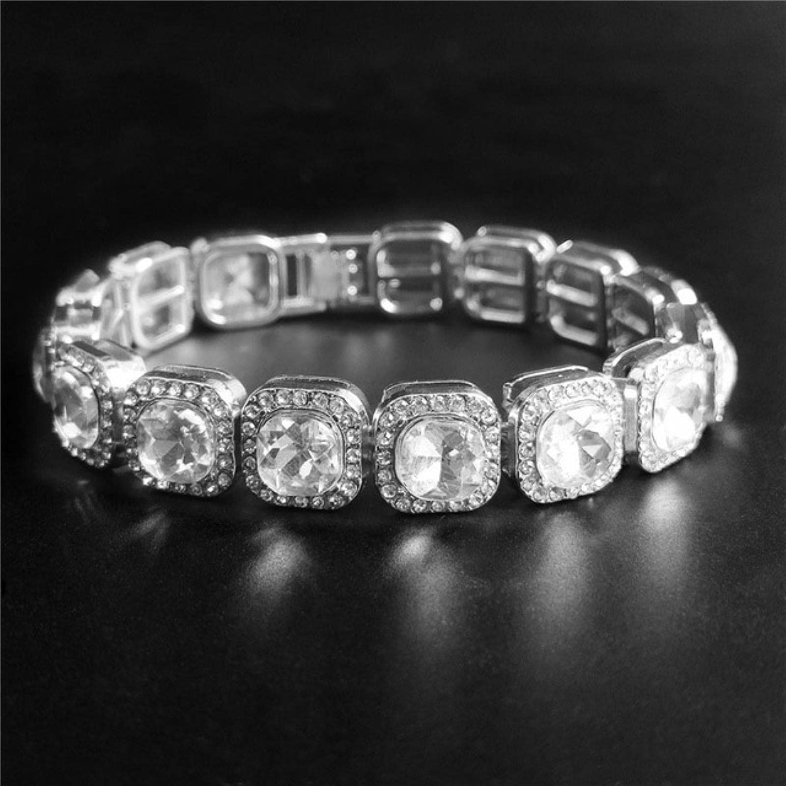 YDYDTTKD 12,5 mm Zinken-Set, große Größe, Solitär-Tenniskette, Halskette für Herren und Damen, Charm-Hip-Hop-Modeschmuck
