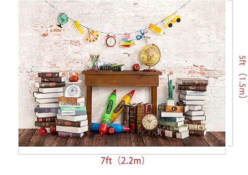 Miniatura 2 de Kate 7x5ft2.2x1.5m fondos de vida escolar ladrillo pared libros papelería globo fondos de tela impresa computadora fondo foto video estudio