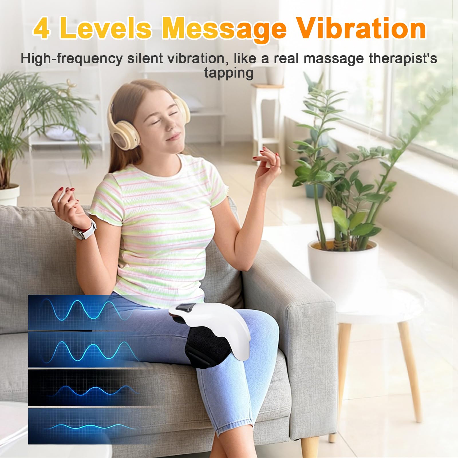 Knie Massagegerät Schnurloses, Infrarot Wärme Knie Massagegerät mit Vibrationsmassage Infrarot, 4 Heizstufen, 4 Vibrationsstärken, LCD Touch bei Arthritis, Schwellungen, Steifheit, Muskelverletzung