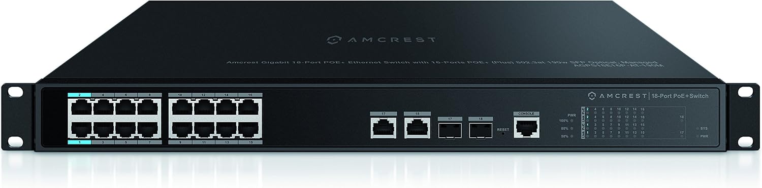 Amcrest 18-Port PoE+ Switch Front Panel