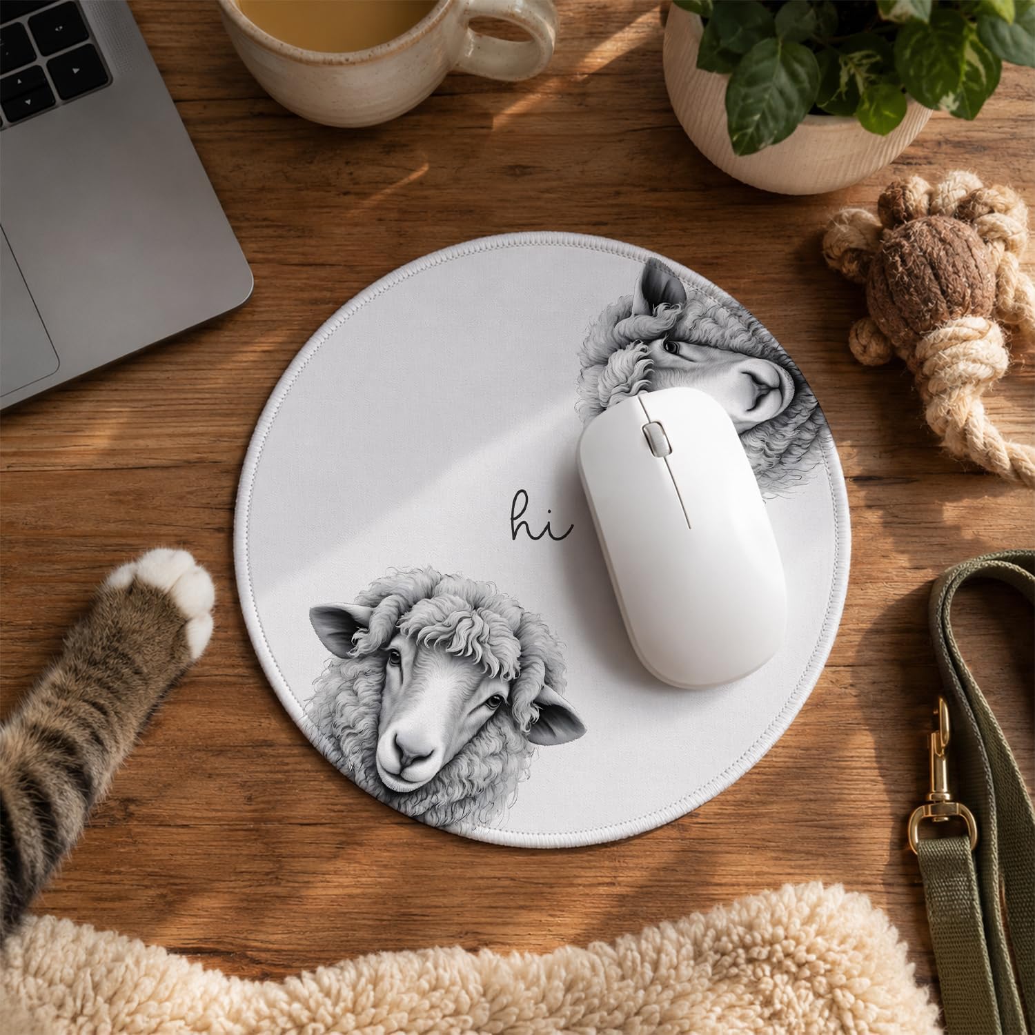 QIYUHOY Funny Sheep Mouse Pad, 7.9x7.9 Inch image 4
