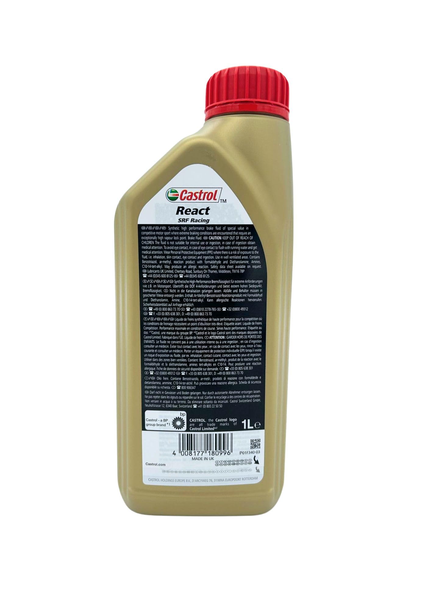 olio freni auto fluido per freni alte prestazioni Castrol React SRF Racing Confezione 2x1lt.