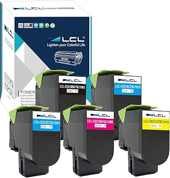 LCL Remanufactured Toner Cartridge Replacement for Lexmark 70C1HK0 701HK 70C1HC0 701HC 70C1HM0 701HM 70C1HY0 701HY CS310 CS310n CS310dn CS410 CS410n CS410dn 5-Pack K2CMY