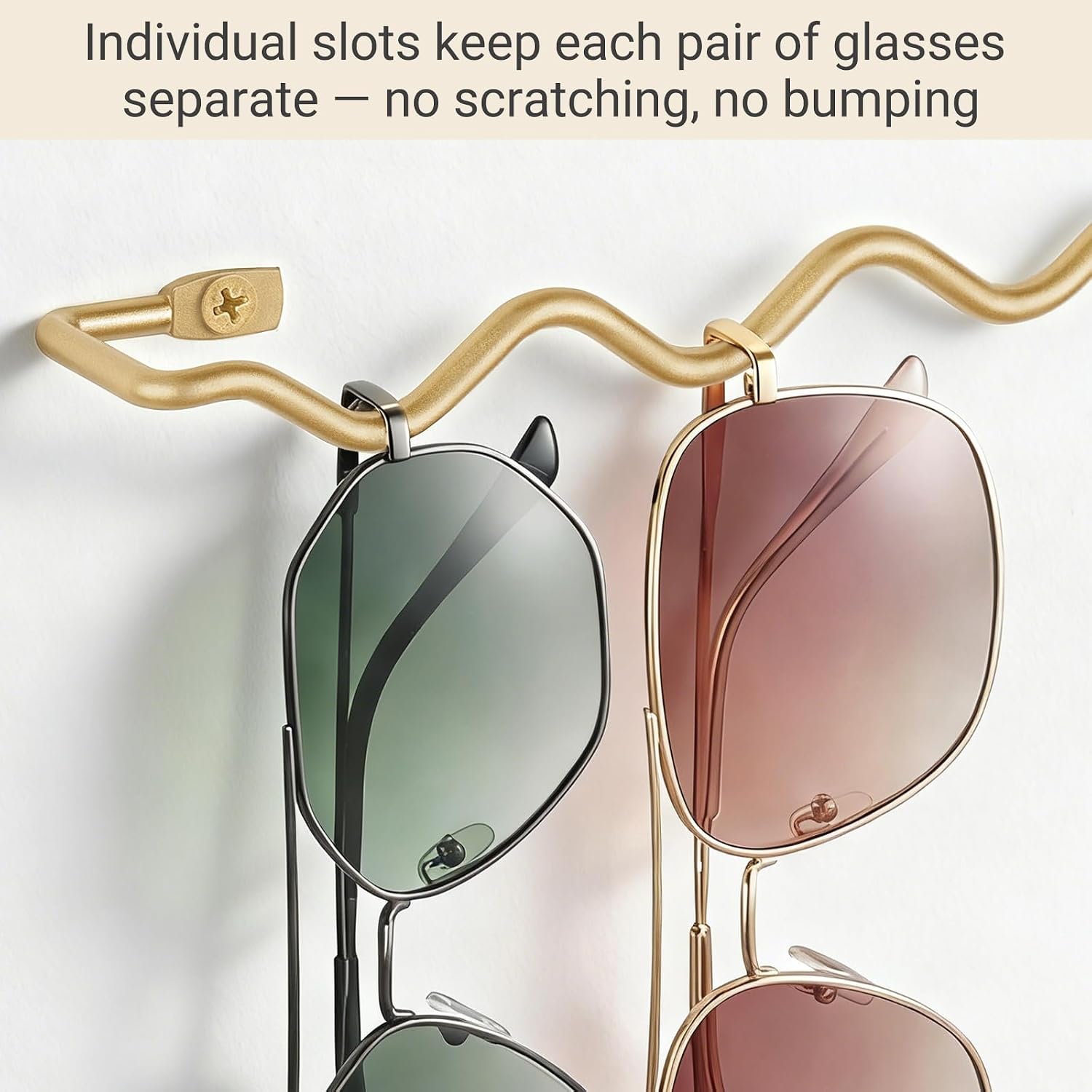 Mkono 2 Pack Sunglasses Organizer Wall Mounted Sunglass Holder Modern Metal Eyeglass Storage Hanging Eyewear Display Entryway