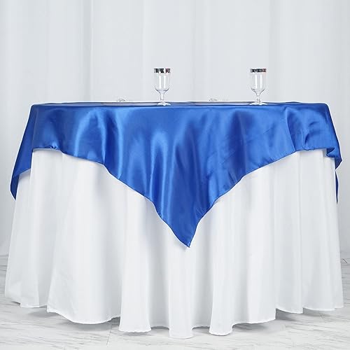 Miniatura 2 de Efavormart - Mantel cuadrado de satén sin costuras de 60 x 60 pulgadas, color azul rey