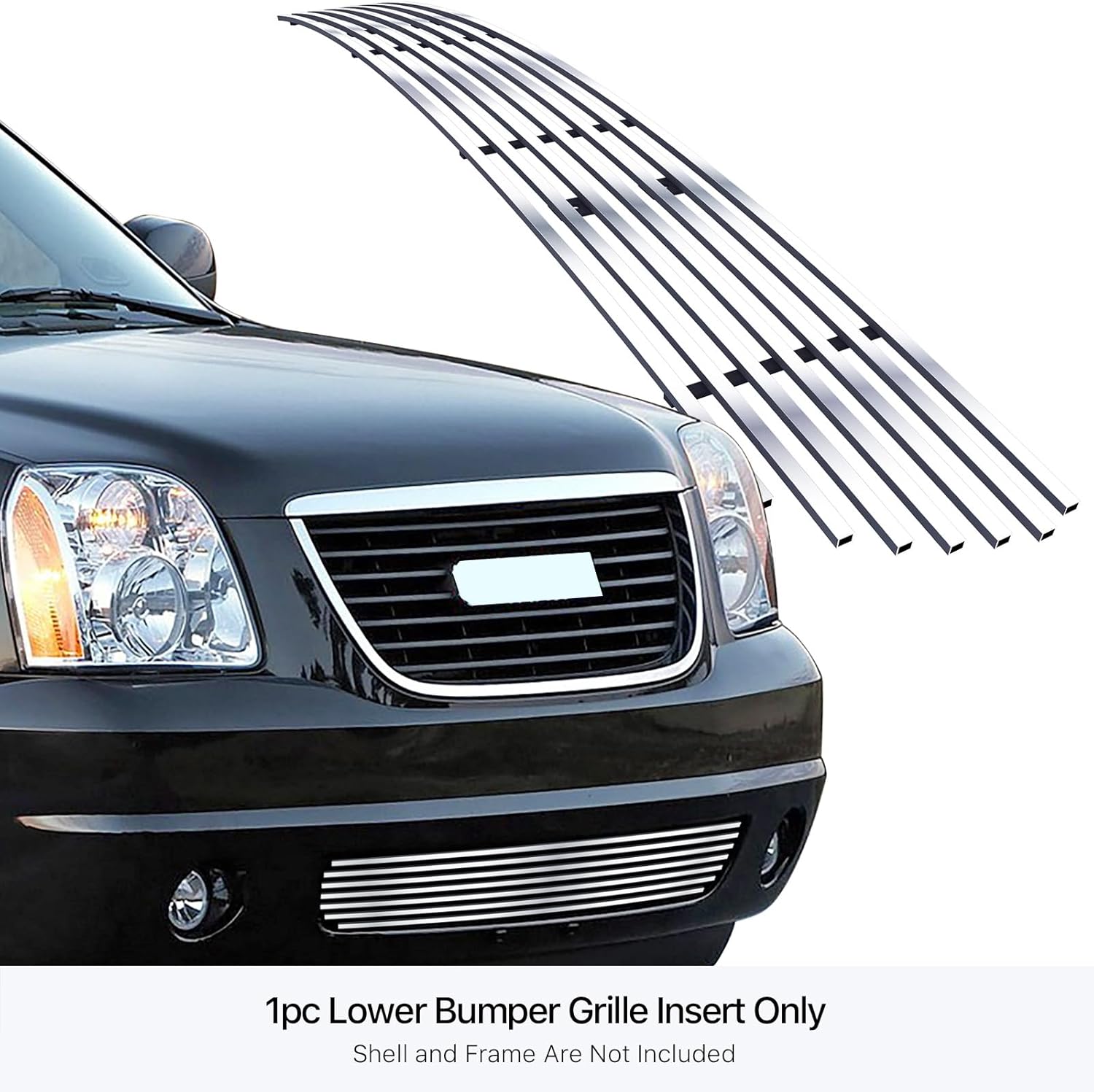 APS Compatible with GMC Yukon & Yukon XL 2007-2014 Tow Hook Covered Lower Bumper Stainless Steel SS Chrome Billet Front Grill Grille Insert G65780A