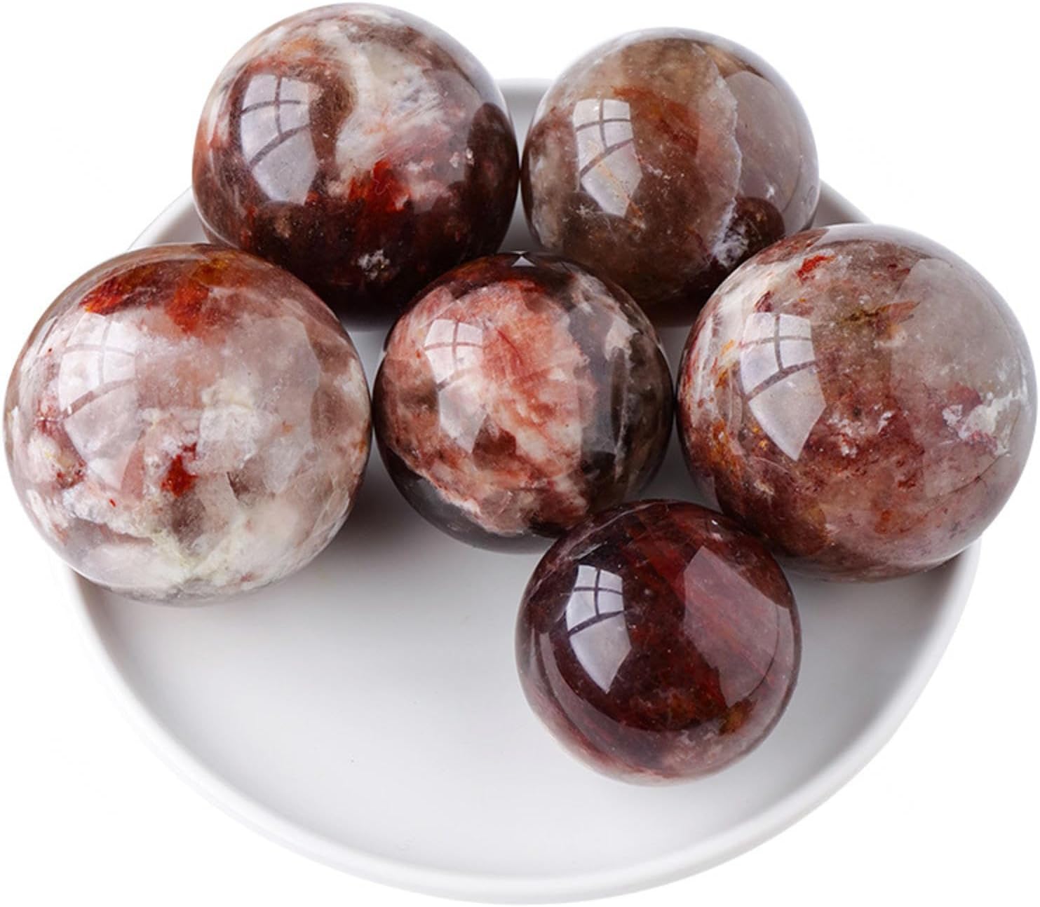 Red Gum Flower Crystal Ball Magic Crystal Balls Carved Sphere Ball for Decoration,Red-50~55mm