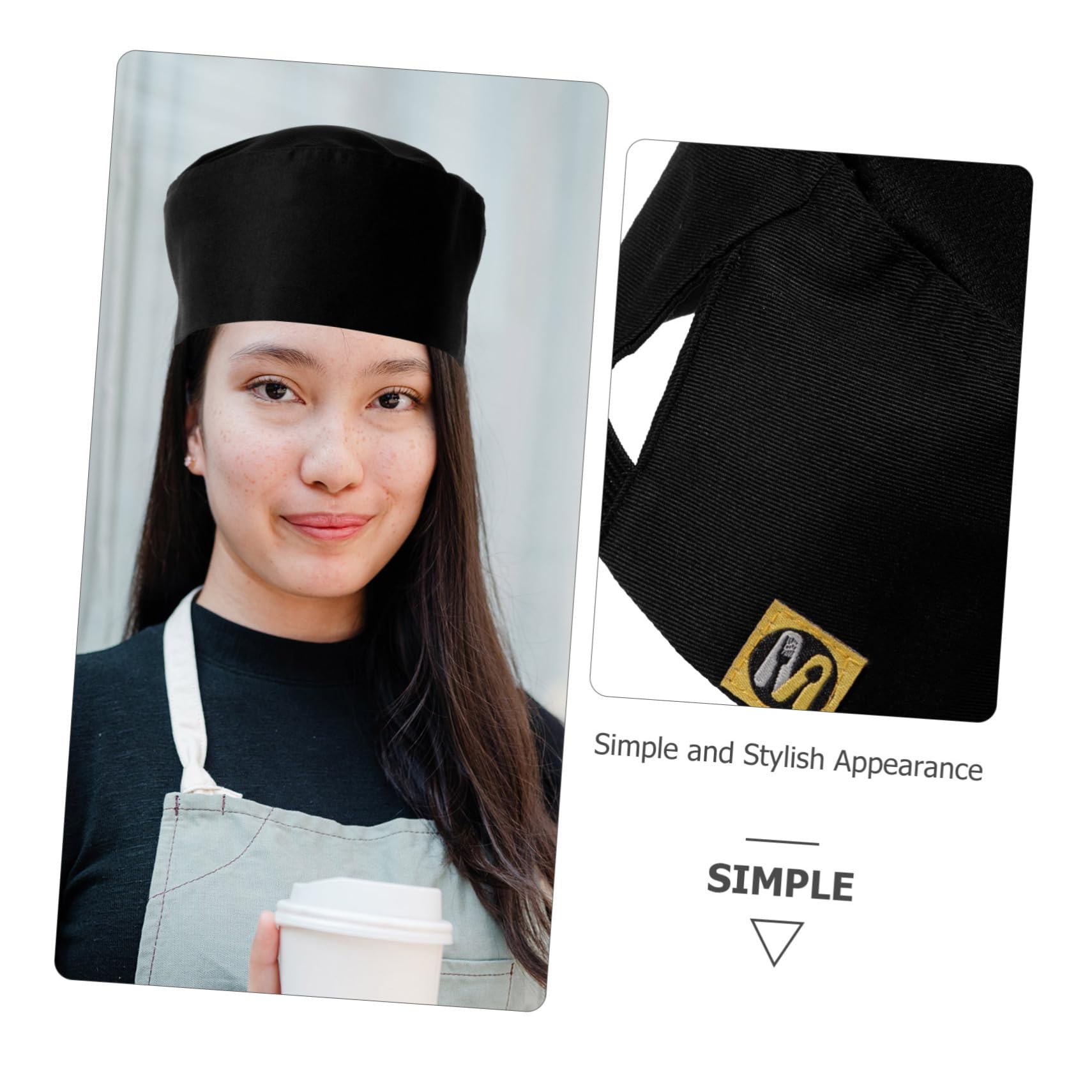 Beavorty Sombrero De Cocinero Gorras De Cocinero Gorro De Cocina Tapa De Catering Gorro De Chef Sombreros De Cocina para Sí Gorro De Cocinero Algodón Black