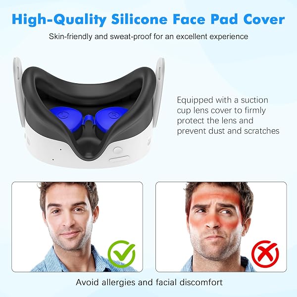Tyasoleil VR Silicone Case Compatible with Meta/Oculus Quest 3S, VR Accessory Set, Include Controller Grip Leather Cover, VR Shell Cover, Face Cover, Lens Cover & 10PCS Disposable Eye Cover - 2