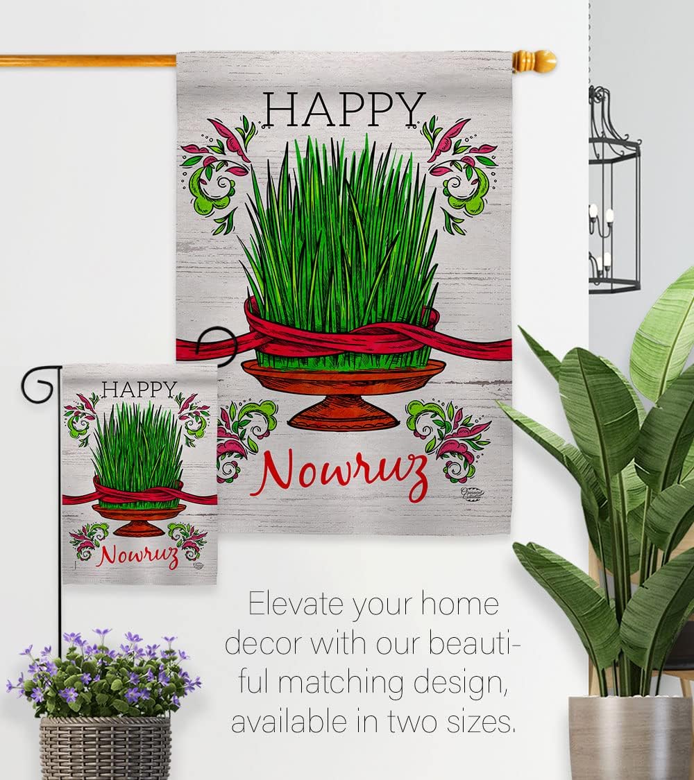 Sabzeh Nowruz Dorm Decor Banner Wall Art Flag Pole Patio Lawn Garden Room Decorations Indoor Outdoor Tapestry Yard Signs Celebration Persian New Year Christian Religion Day Holiday Made In USA